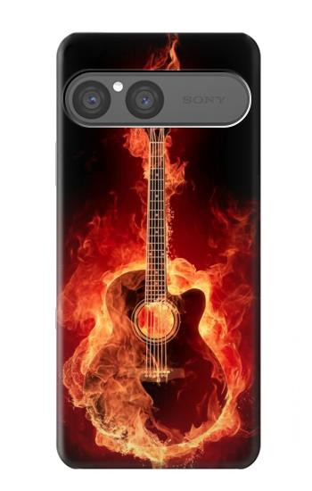 S0415 Fire Guitar Burn Case For Sony Xperia 10 VII, 10 VIII