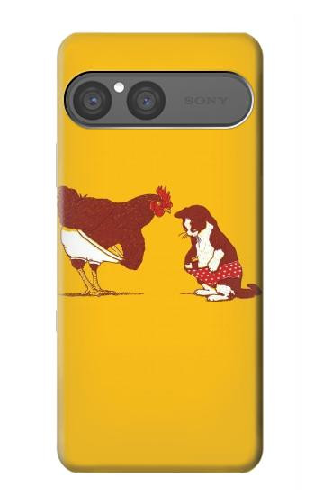 S1093 Rooster and Cat Joke Case For Sony Xperia 10 VII, 10 VIII