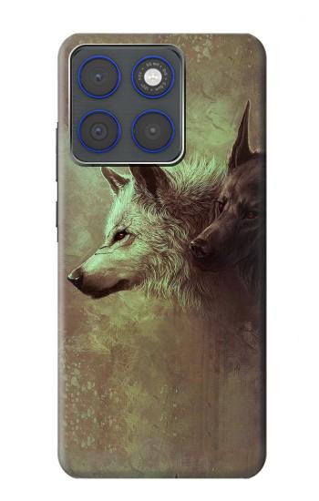 S0931 White Black Wolf Case For Motorola Edge 70
