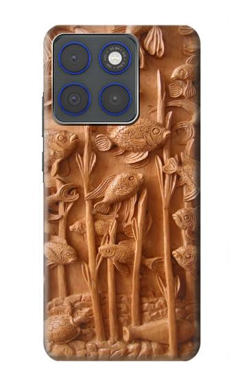 S1307 Fish Wood Carving Graphic Printed Case For Motorola Edge 70