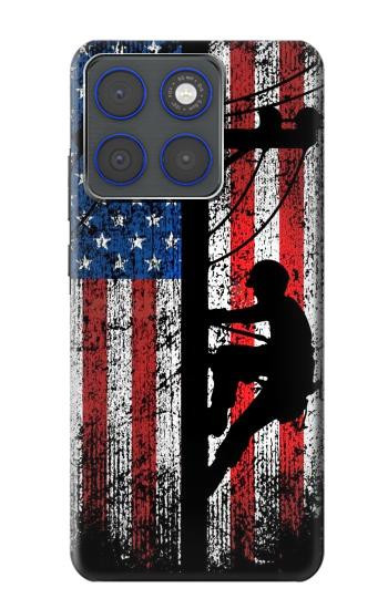 S3803 Electrician Lineman American Flag Case For Motorola Edge 70