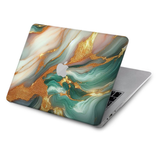S3993 Green Marble Gold Veins Hard Case For MacBook Air 13″ (2022,2025) - A2681, A3113, A3240
