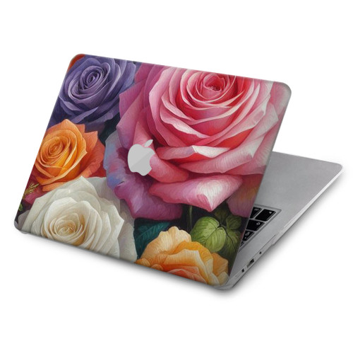 S3975 Colorful Roses Painting Hard Case For MacBook Pro 16 M1,M2,M3,M4 (2021,2024) - A3403, A3186, A2991, A2780, A2485