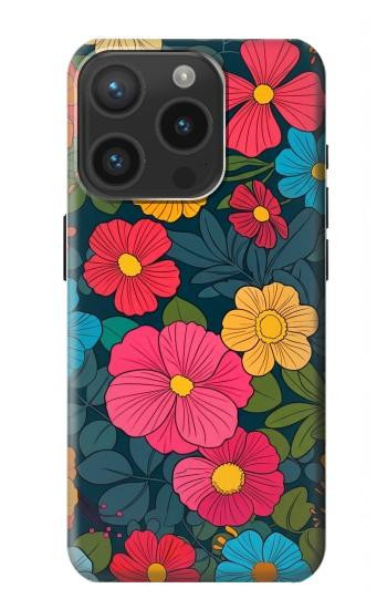 S4105 Vibrant Colorful Floral Pattern Case For iPhone 15 Pro