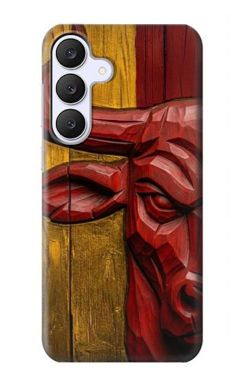 S4098 Span Bull Carved Artwork Case For Samsung Galaxy S25 FE