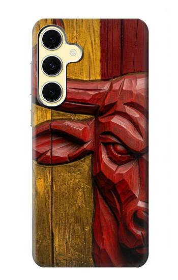 S4098 Span Bull Carved Artwork Case For Samsung Galaxy S24 FE
