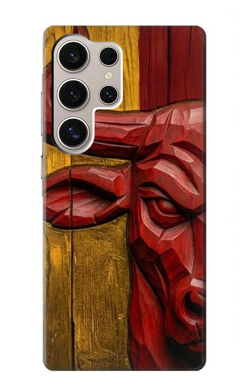 S4098 Span Bull Carved Artwork Case For Samsung Galaxy S24 Ultra