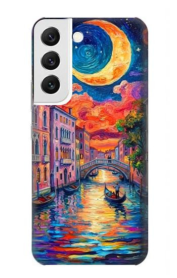 S4083 Colorful Painting Moonlit Venice City Case For Samsung Galaxy S22
