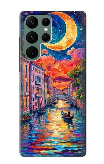 S4083 Colorful Painting Moonlit Venice City Case For Samsung Galaxy S22 Ultra