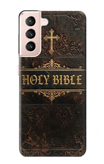 S4109 Vintage Antique Bible Book Cover Art Case For Samsung Galaxy S21 5G