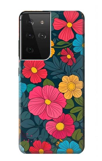 S4105 Vibrant Colorful Floral Pattern Case For Samsung Galaxy S21 Ultra 5G