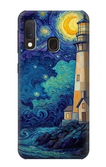 S4092 Moonlit Lighthouse Coastal Painting Case For Samsung Galaxy A20e