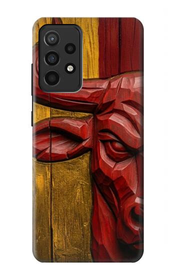 S4098 Span Bull Carved Artwork Case For Samsung Galaxy A52, Galaxy A52 5G