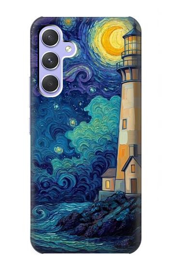 S4092 Moonlit Lighthouse Coastal Painting Case For Samsung Galaxy A54 5G