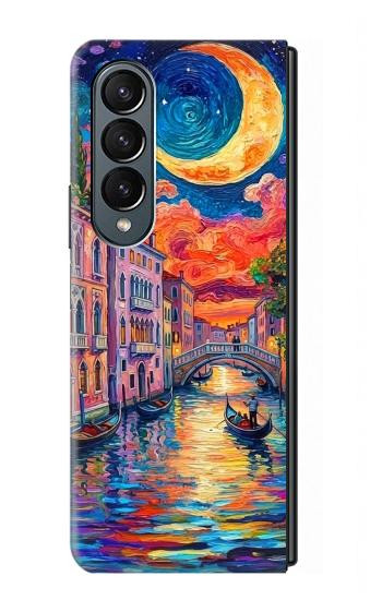 S4083 Colorful Painting Moonlit Venice City Case For Samsung Galaxy Z Fold 4