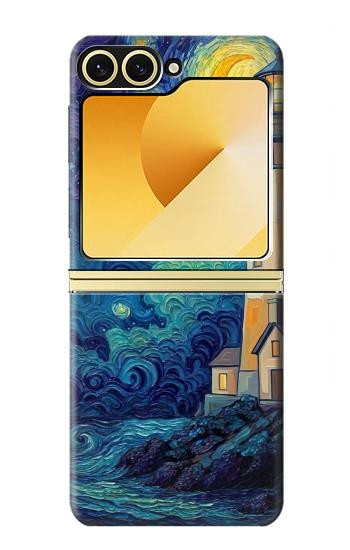 S4092 Moonlit Lighthouse Coastal Painting Case For Samsung Galaxy Z Flip 6, Flip 7 FE