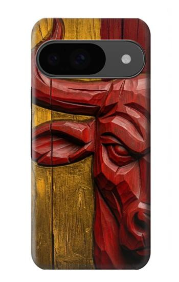 S4098 Span Bull Carved Artwork Case For Google Pixel 9