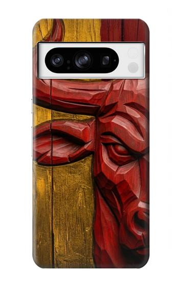 S4098 Span Bull Carved Artwork Case For Google Pixel 8 pro