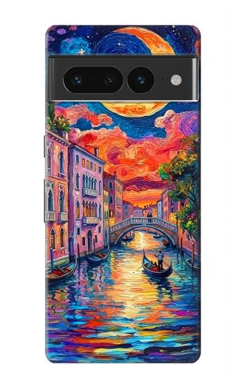 S4083 Colorful Painting Moonlit Venice City Case For Google Pixel 7 Pro