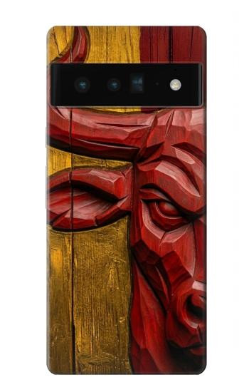 S4098 Span Bull Carved Artwork Case For Google Pixel 6 Pro