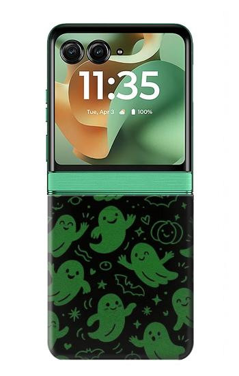 S4087 Cute Green Ghost Cartoon Pattern Case For Motorola Razr 70+,60+, Razr+ (2026, 2025, 2024)