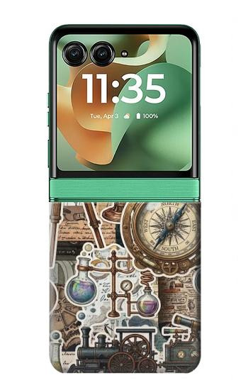 S4100 Vintage Scientific Discovery Collage Case For Motorola Razr 70+,60+, Razr+ (2026, 2025, 2024)