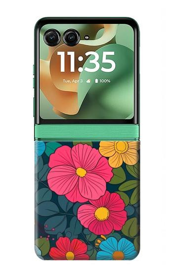 S4105 Vibrant Colorful Floral Pattern Case For Motorola Razr 70+,60+, Razr+ (2026, 2025, 2024)