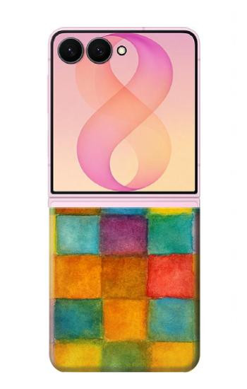 S4077 Water Color Painting Colorful Check Pattern Case For Samsung Galaxy Z Flip 8