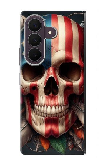 S4015 Skull American Flag Case For Samsung Galaxy Z Fold 8 Ultra