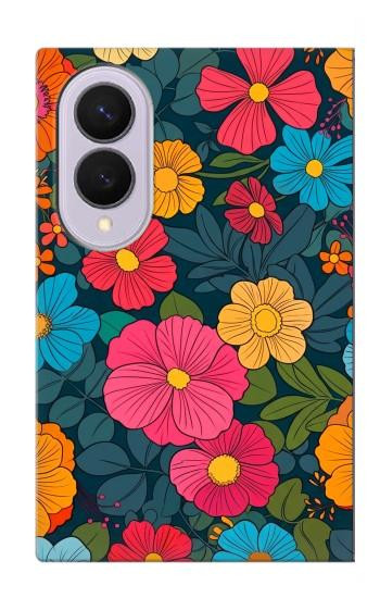 S4105 Vibrant Colorful Floral Pattern Case For Samsung Galaxy Z Fold 8