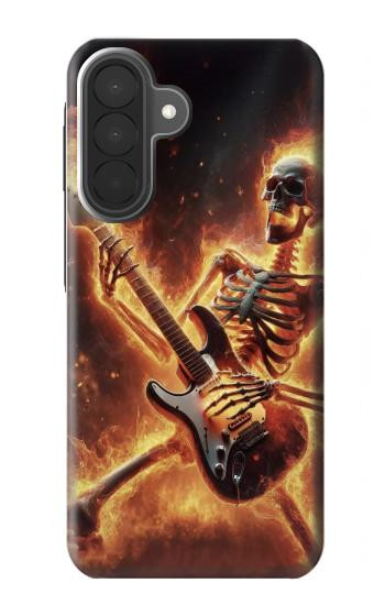 S3984 Fire Skeleton Playing Guitar Case For Samsung Galaxy A27