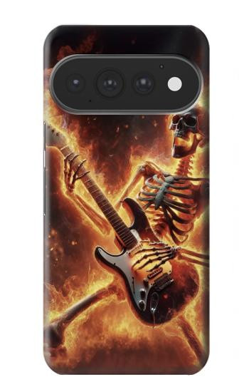 S3984 Fire Skeleton Playing Guitar Case For Google Pixel 11, 11 Pro