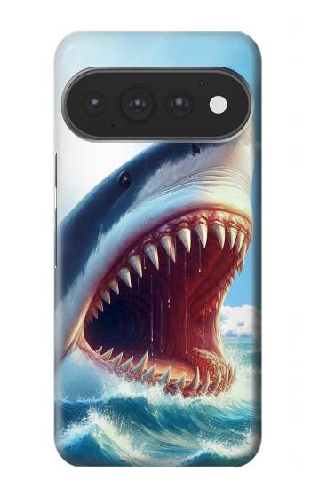 S4004 Oil Color Painting Giant Shark Case For Google Pixel 11, 11 Pro