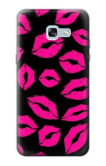 S2933 Pink Lips Kisses on Black Case For Samsung Galaxy A5 (2017)