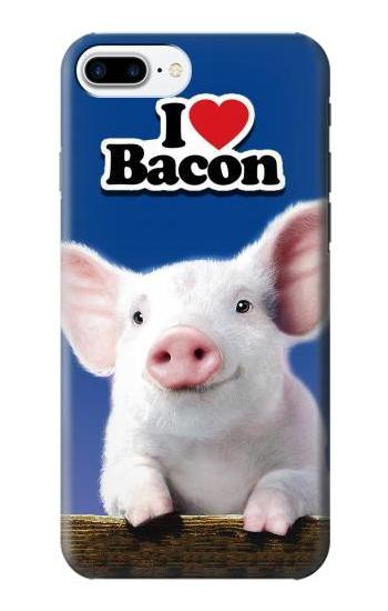 S0608 I Love Bacon Cute Baby Pig Case For iPhone 7 Plus, iPhone 8 Plus