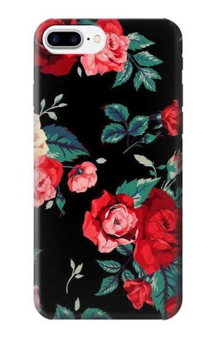 S3112 Rose Floral Pattern Black Case For iPhone 7 Plus, iPhone 8 Plus