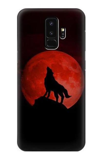 S2955 Wolf Howling Red Moon Case For Samsung Galaxy S9 Plus