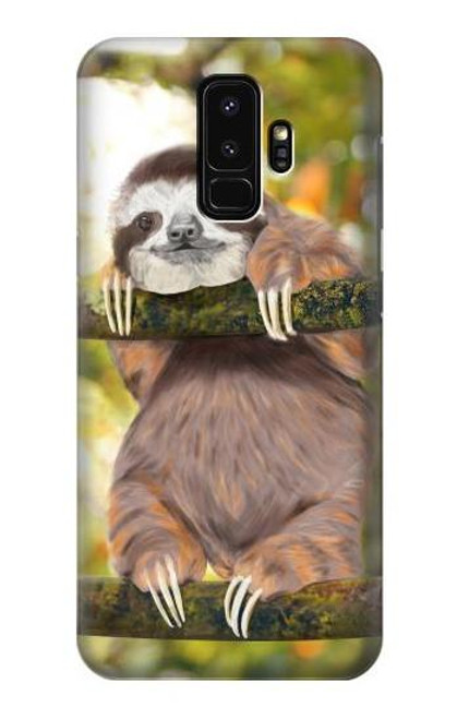 S3138 Cute Baby Sloth Paint Case For Samsung Galaxy S9 Plus