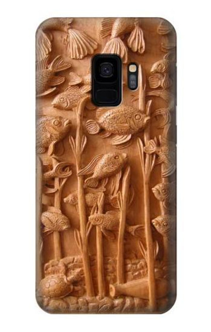 S1307 Fish Wood Carving Graphic Printed Case For Samsung Galaxy S9