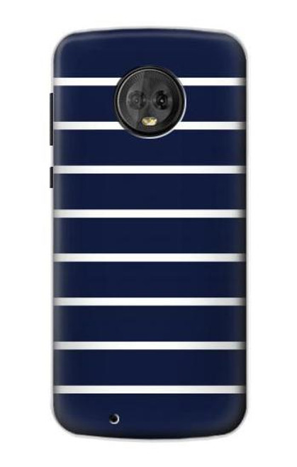S2767 Navy White Striped Case For Motorola Moto G6