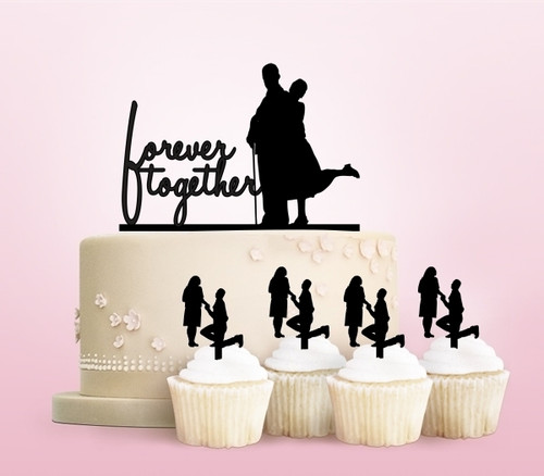 TC0111 Forever Together Party Wedding Birthday Acrylic Cake Topper Cupcake Toppers Decor Set 11 pcs