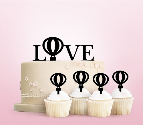 TC0131 Love Balloon Party Wedding Birthday Acrylic Cake Topper Cupcake Toppers Decor Set 11 pcs