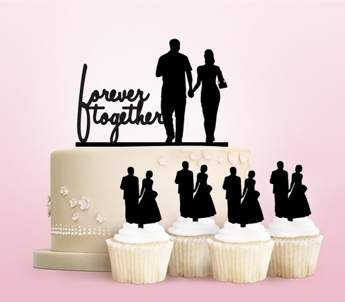 TC0132 Forever Together Party Wedding Birthday Acrylic Cake Topper Cupcake Toppers Decor Set 11 pcs