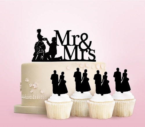 TC0141 Mr and Mrs Propose Marry Party Wedding Birthday Acrylic Cake Topper Cupcake Toppers Decor Set 11 pcs