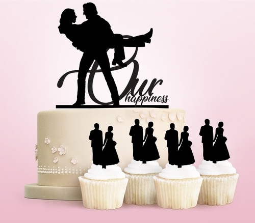 TC0149 Our Happiness Family Party Wedding Birthday Acrylic Cake Topper Cupcake Toppers Decor Set 11 pcs