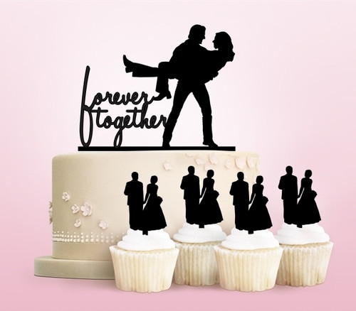 TC0152 Forever Together Party Wedding Birthday Acrylic Cake Topper Cupcake Toppers Decor Set 11 pcs
