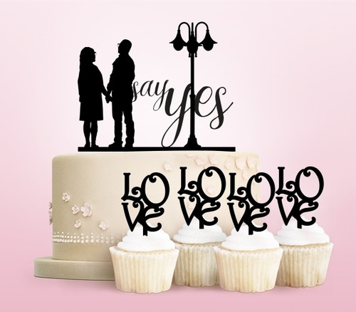 TC0154 Say Yes Party Wedding Birthday Acrylic Cake Topper Cupcake Toppers Decor Set 11 pcs