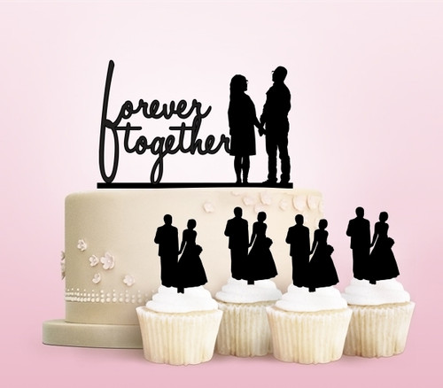 TC0160 Forever Together Party Wedding Birthday Acrylic Cake Topper Cupcake Toppers Decor Set 11 pcs