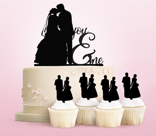 TC0182 You and Me Love Kiss Marry Party Wedding Birthday Acrylic Cake Topper Cupcake Toppers Decor Set 11 pcs