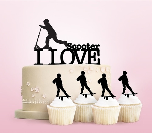 TC0185 I Love Rollerboard Boy Party Wedding Birthday Acrylic Cake Topper Cupcake Toppers Decor Set 11 pcs